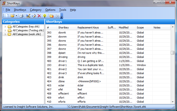 ShortKeys Screenshot